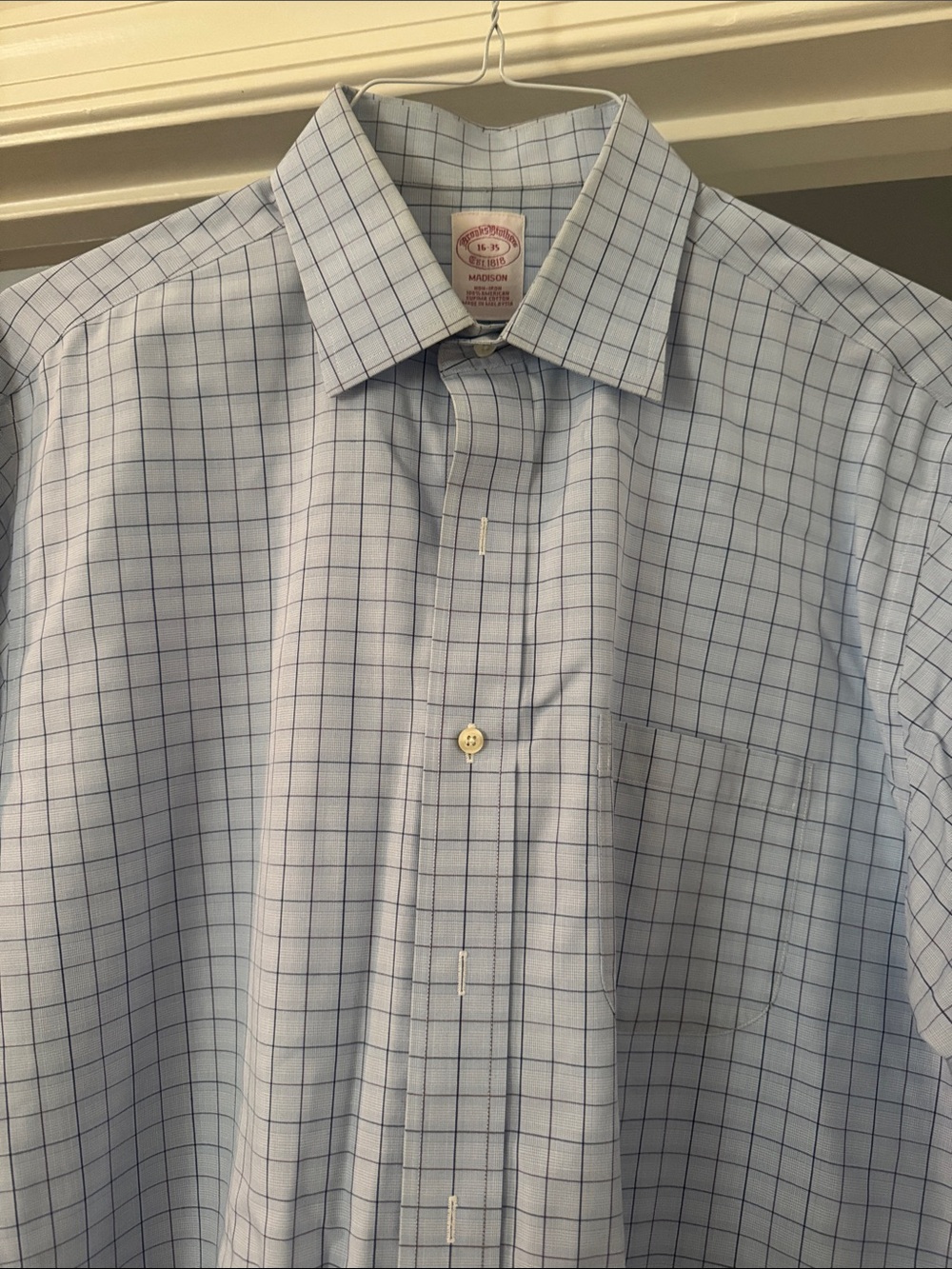 Brooks Brothers Light Blue Windowpane Dress Shirt
